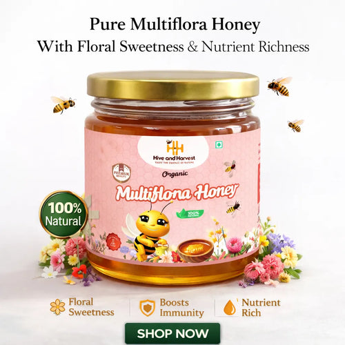 Hive & Harvest Organic Multiflora Honey 400 GM | 100% Pure & Natural | Antioxidant Rich | No Added Sugar