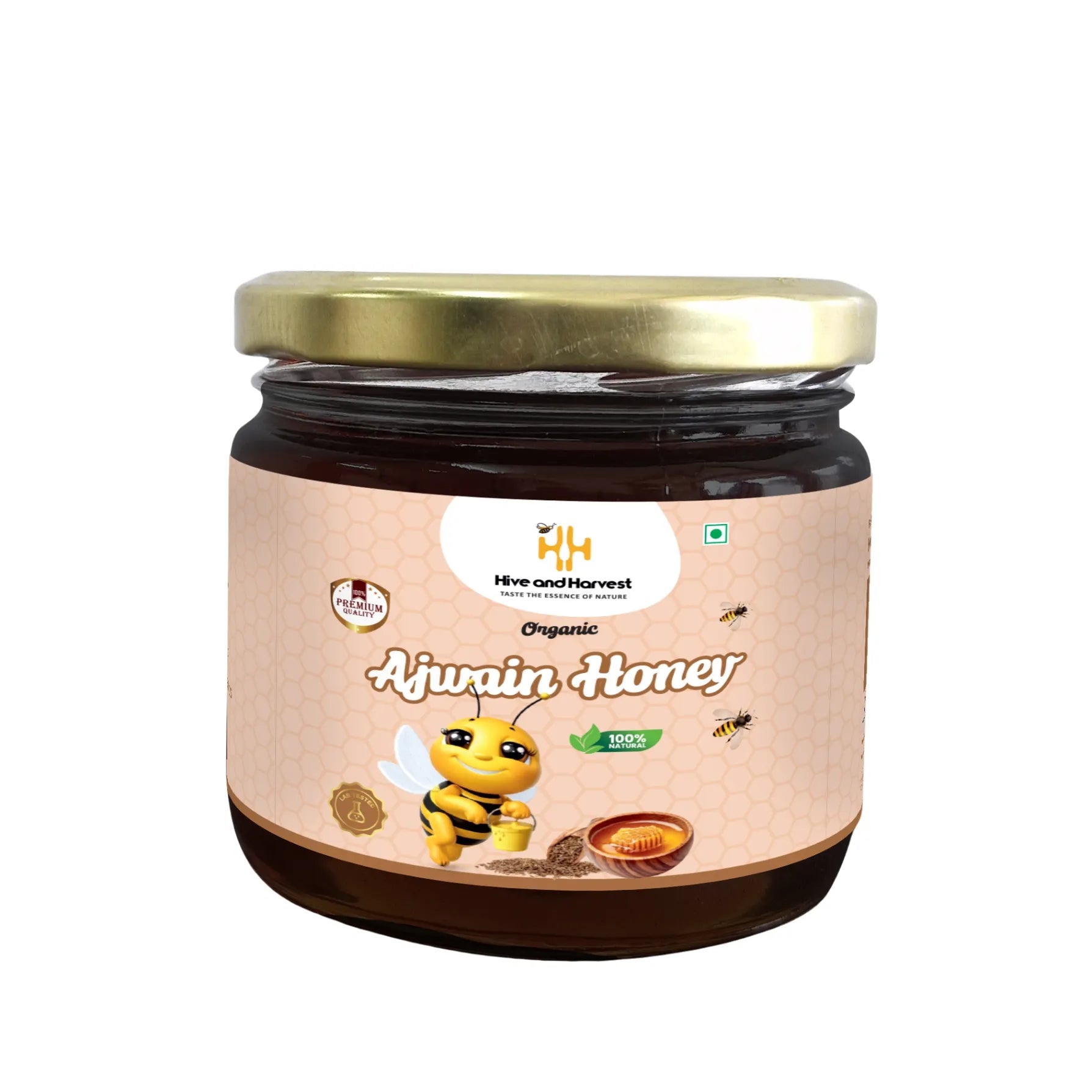 Hive & Harvest Organic Ajwain Honey  400 GM | 100% Pure & Natural | Rich in Antioxidants | Supports Digestion & Immunity