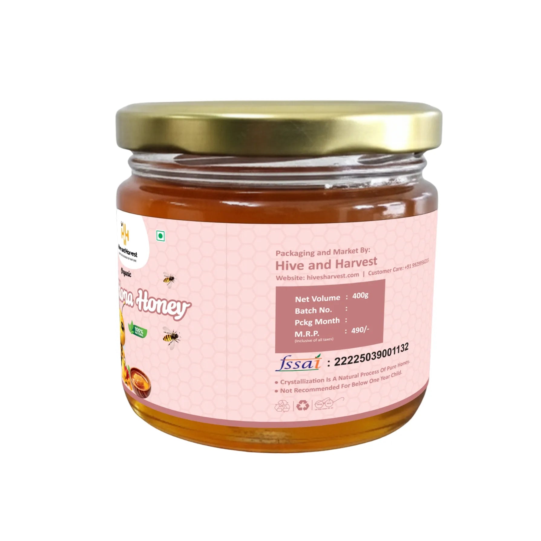 Hive & Harvest Organic Multiflora Honey 400 GM | 100% Pure & Natural | Antioxidant Rich | No Added Sugar