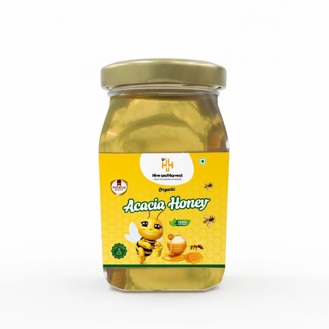 Hive & Harvest Organic Acacia Honey 250 GM | 100% Pure & Natural | No Added Sugar | Light Colour & Mild Taste