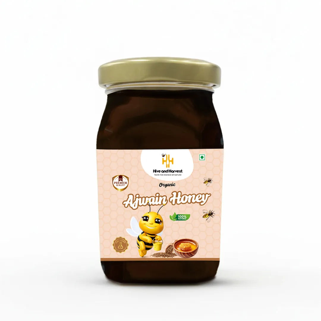 Hive & Harvest Organic Ajwain Honey  250 GM | 100% Pure & Natural | Rich in Antioxidants | Supports Digestion & Immunity