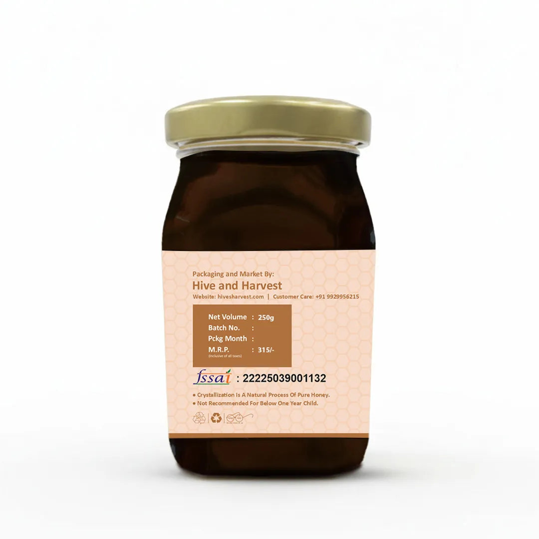 Hive & Harvest Organic Ajwain Honey  250 GM | 100% Pure & Natural | Rich in Antioxidants | Supports Digestion & Immunity