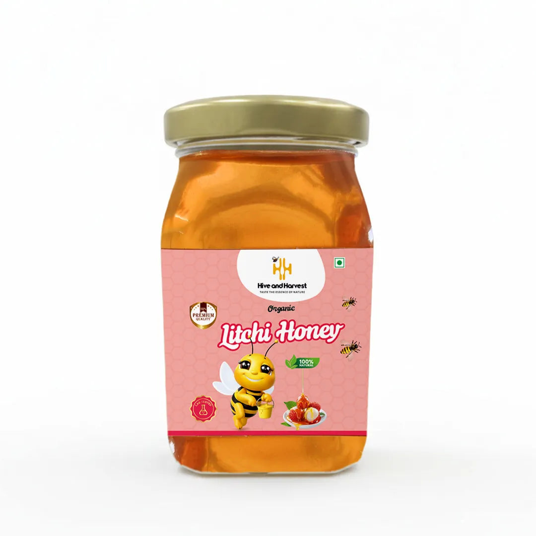 Hive & Harvest Organic Litchi Honey 250 GM | 100% Pure & Natural | Rich in Antioxidants | Natural Sugar Substitute