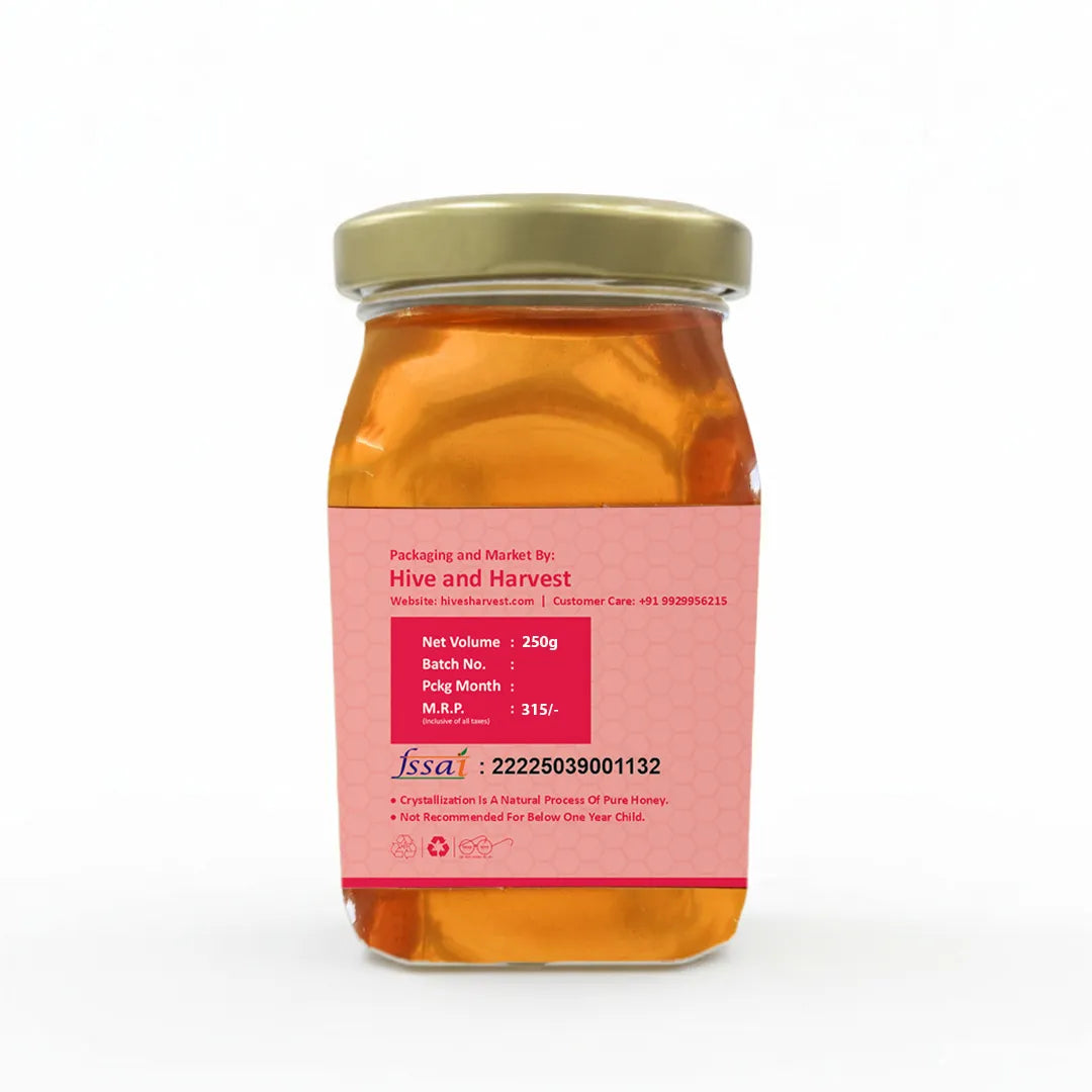 Hive & Harvest Organic Litchi Honey 250 GM | 100% Pure & Natural | Rich in Antioxidants | Natural Sugar Substitute