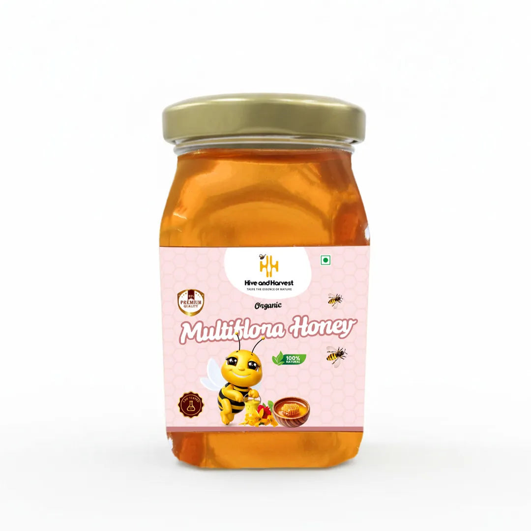 Hive & Harvest Organic Multiflora Honey 250 GM | 100% Pure & Natural | Antioxidant Rich | No Added Sugar