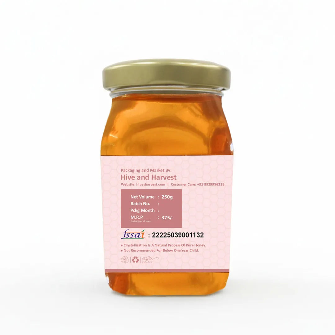 Hive & Harvest Organic Multiflora Honey 250 GM | 100% Pure & Natural | Antioxidant Rich | No Added Sugar